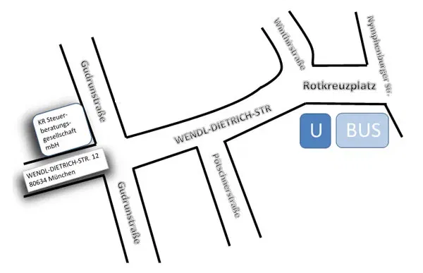 Anfahrt zur KR-Steuerberatungs GmbH